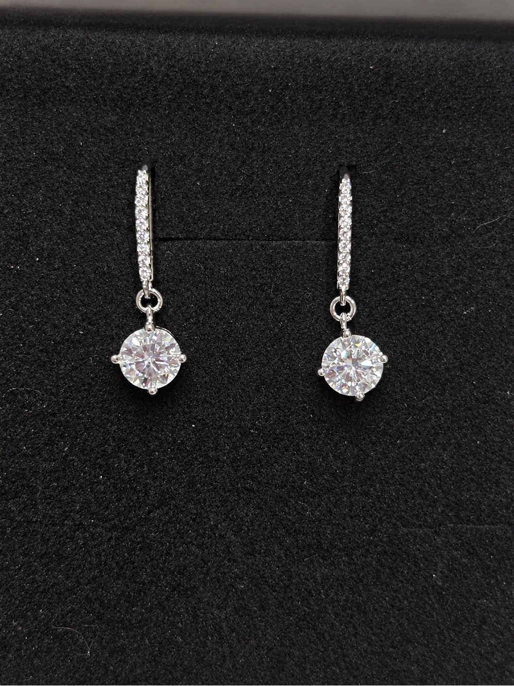 White Gold Moissanite Drop Earrings
